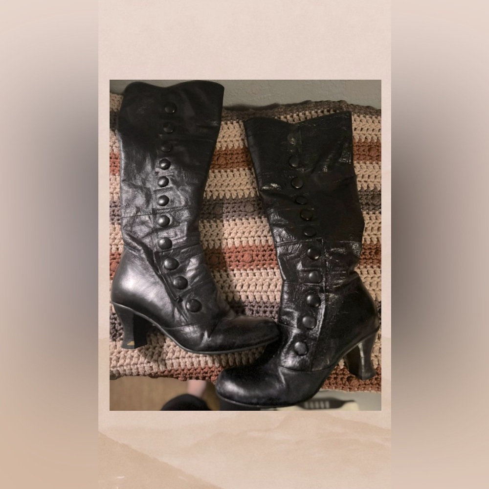 Women's Black Button-Up Boots
